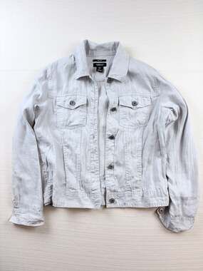 Jones & Co Jones New York 100% Linen Gray Trucker Jacket Size S